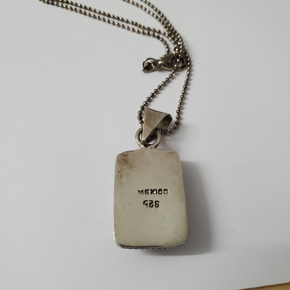 Sterling Silver 925 Turquoise Pendant on Silver Chain - Picture 6 of 7